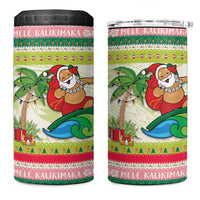 Mele Kalikimaka Hawaii Christmas 4 in 1 Can Cooler Tumbler Surfing Santa with Polynesian Tribal LT9 One Size: 16 oz Green - Polynesian Pride