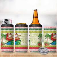 Mele Kalikimaka Hawaii Christmas 4 in 1 Can Cooler Tumbler Surfing Santa with Polynesian Tribal LT9 - Polynesian Pride