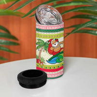 Mele Kalikimaka Hawaii Christmas 4 in 1 Can Cooler Tumbler Surfing Santa with Polynesian Tribal LT9 - Polynesian Pride