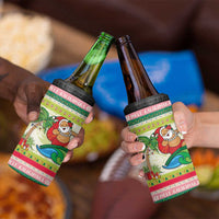 Mele Kalikimaka Hawaii Christmas 4 in 1 Can Cooler Tumbler Surfing Santa with Polynesian Tribal LT9 - Polynesian Pride