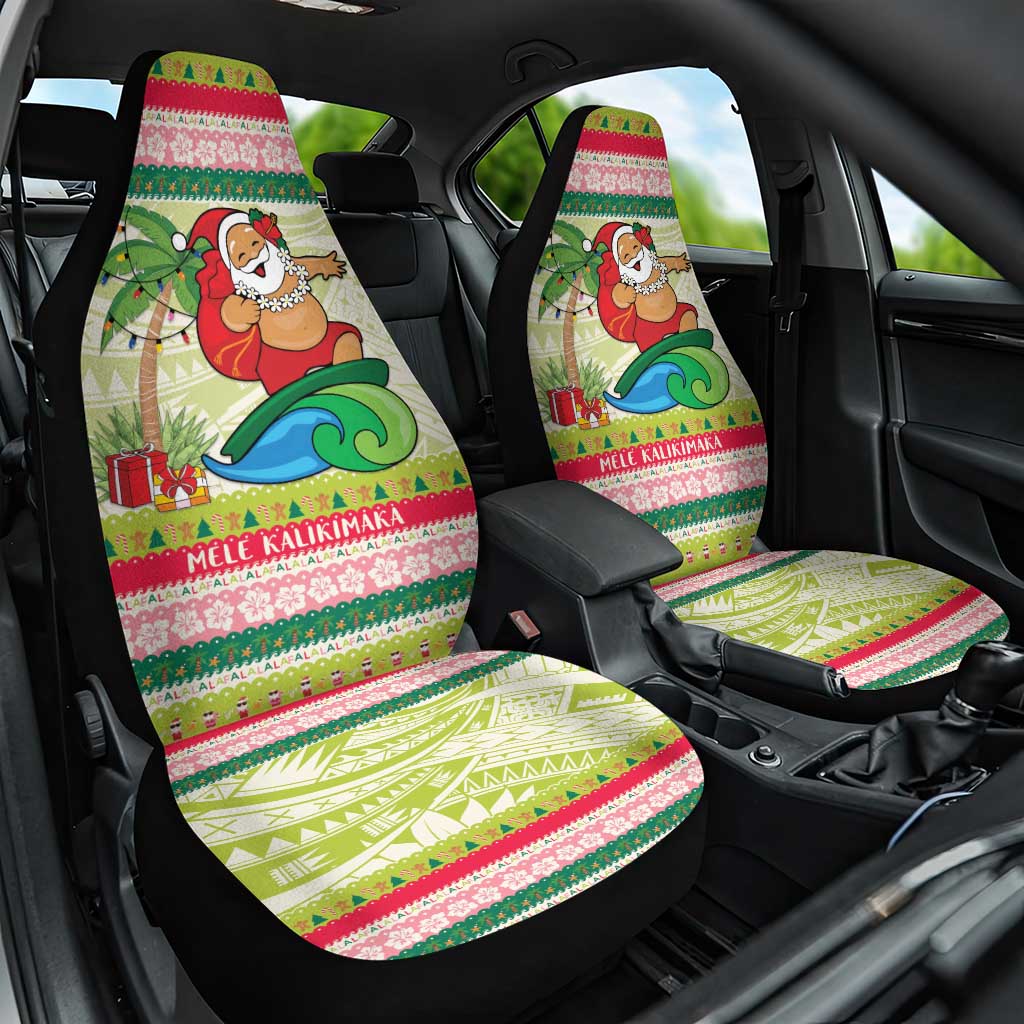 Mele Kalikimaka Hawaii Christmas Car Seat Cover Surfing Santa with Polynesian Tribal LT9 One Size Green - Polynesian Pride