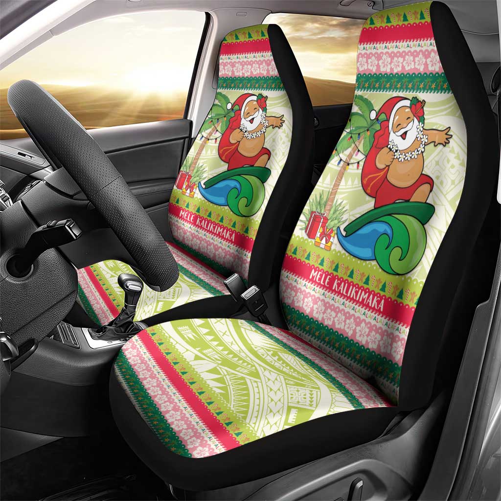 Mele Kalikimaka Hawaii Christmas Car Seat Cover Surfing Santa with Polynesian Tribal LT9 - Polynesian Pride