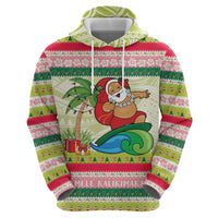 Mele Kalikimaka Hawaii Christmas Hoodie Surfing Santa with Polynesian Tribal LT9 - Polynesian Pride
