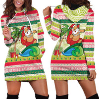 Mele Kalikimaka Hawaii Christmas Hoodie Dress Surfing Santa with Polynesian Tribal LT9 - Polynesian Pride