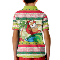 Mele Kalikimaka Hawaii Christmas Kid Polo Shirt Surfing Santa with Polynesian Tribal LT9 - Polynesian Pride