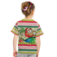 Mele Kalikimaka Hawaii Christmas Kid T Shirt Surfing Santa with Polynesian Tribal LT9 - Polynesian Pride