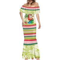Mele Kalikimaka Hawaii Christmas Mermaid Dress Surfing Santa with Polynesian Tribal LT9 - Polynesian Pride