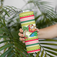 Mele Kalikimaka Hawaii Christmas Skinny Tumbler Surfing Santa with Polynesian Tribal LT9 - Polynesian Pride