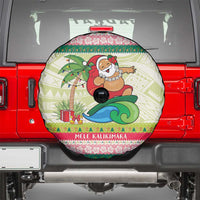 Mele Kalikimaka Hawaii Christmas Spare Tire Cover Surfing Santa with Polynesian Tribal LT9 - Polynesian Pride