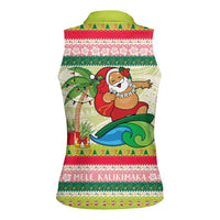 Mele Kalikimaka Hawaii Christmas Women Sleeveless Polo Shirt Surfing Santa with Polynesian Tribal LT9 - Polynesian Pride