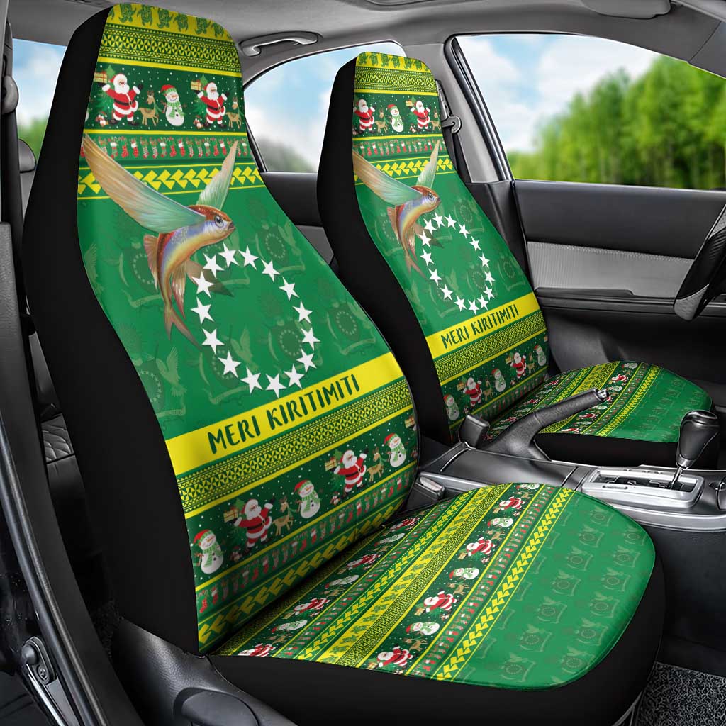 Meri Kiritimiti Cook Islands Christmas Car Seat Cover Maroro Flying Fish and White Stars LT9 - Polynesian Pride