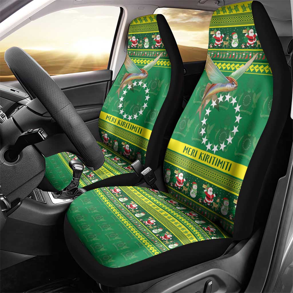 Meri Kiritimiti Cook Islands Christmas Car Seat Cover Maroro Flying Fish and White Stars LT9 - Polynesian Pride