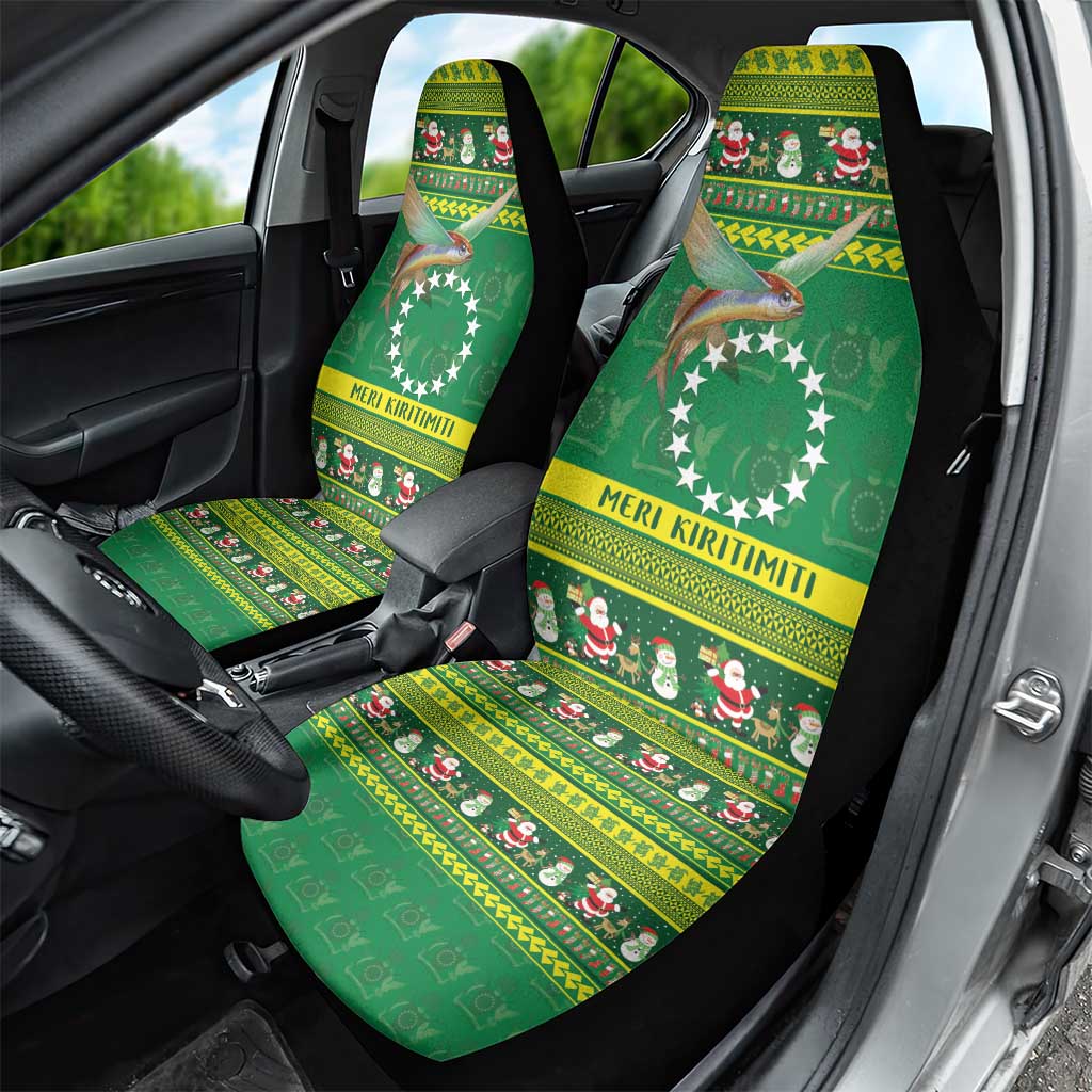 Meri Kiritimiti Cook Islands Christmas Car Seat Cover Maroro Flying Fish and White Stars LT9 - Polynesian Pride