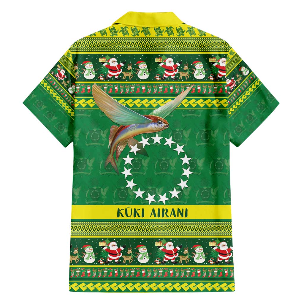 Meri Kiritimiti Cook Islands Christmas Family Matching Tank Maxi Dress and Hawaiian Shirt Maroro Flying Fish and White Stars LT9 - Polynesian Pride