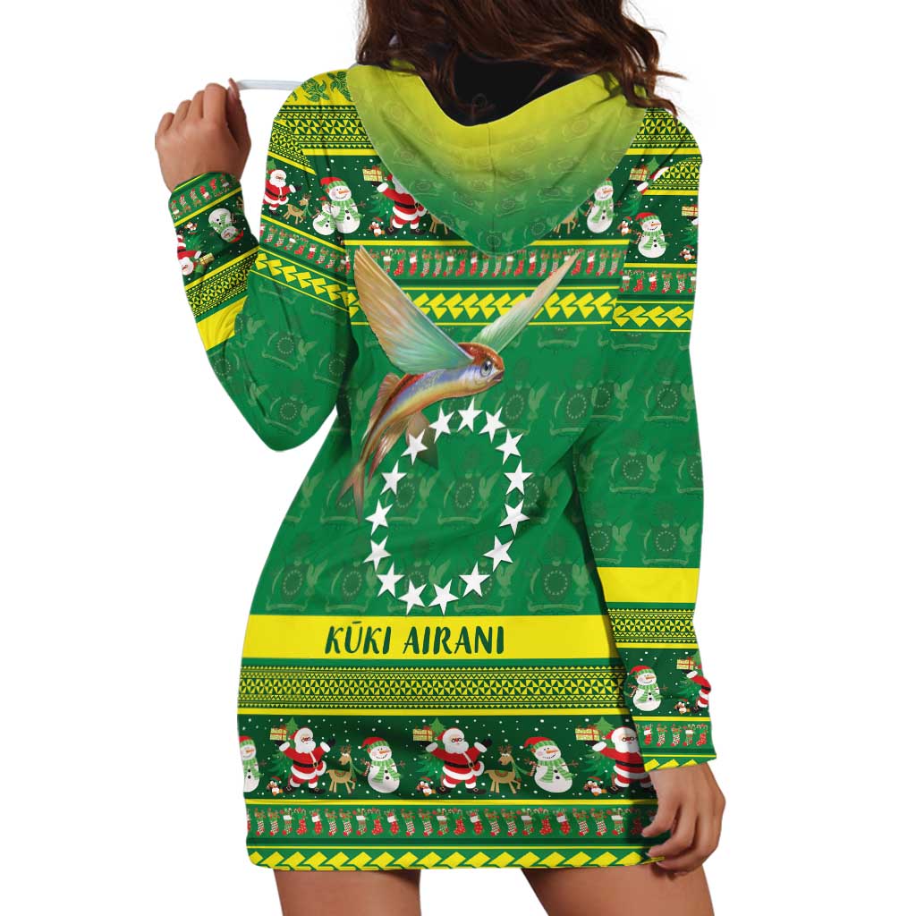 Meri Kiritimiti Cook Islands Christmas Hoodie Dress Maroro Flying Fish and White Stars LT9 - Polynesian Pride