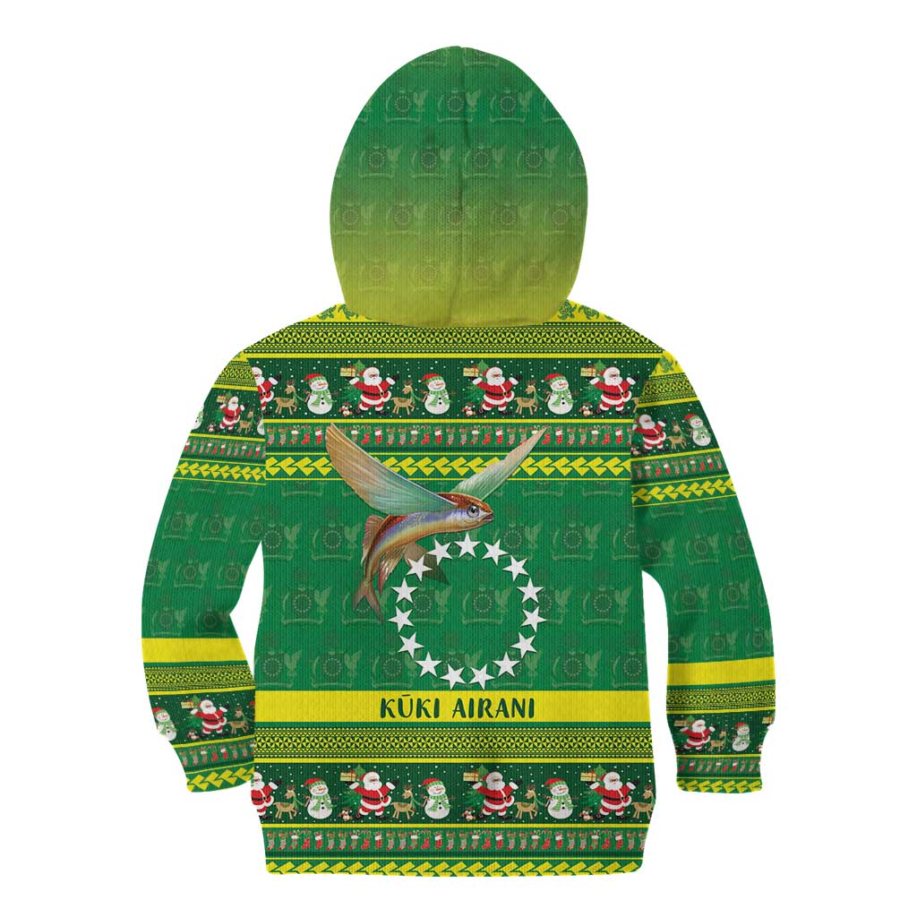 Meri Kiritimiti Cook Islands Christmas Kid Hoodie Maroro Flying Fish and White Stars LT9 - Polynesian Pride