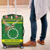 Meri Kiritimiti Cook Islands Christmas Luggage Cover Maroro Flying Fish and White Stars LT9 Green - Polynesian Pride