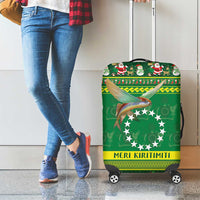 Meri Kiritimiti Cook Islands Christmas Luggage Cover Maroro Flying Fish and White Stars LT9 - Polynesian Pride