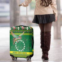 Meri Kiritimiti Cook Islands Christmas Luggage Cover Maroro Flying Fish and White Stars LT9 - Polynesian Pride