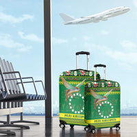 Meri Kiritimiti Cook Islands Christmas Luggage Cover Maroro Flying Fish and White Stars LT9 - Polynesian Pride