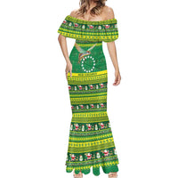 Meri Kiritimiti Cook Islands Christmas Mermaid Dress Maroro Flying Fish and White Stars LT9 - Polynesian Pride