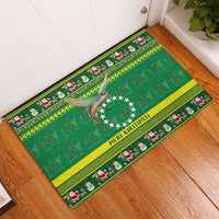 Meri Kiritimiti Cook Islands Christmas Rubber Doormat Maroro Flying Fish and White Stars LT9 - Polynesian Pride