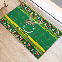 Meri Kiritimiti Cook Islands Christmas Rubber Doormat Maroro Flying Fish and White Stars LT9 - Polynesian Pride
