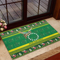 Meri Kiritimiti Cook Islands Christmas Rubber Doormat Maroro Flying Fish and White Stars LT9 - Polynesian Pride