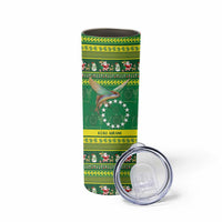 Meri Kiritimiti Cook Islands Christmas Skinny Tumbler Maroro Flying Fish and White Stars LT9 - Polynesian Pride