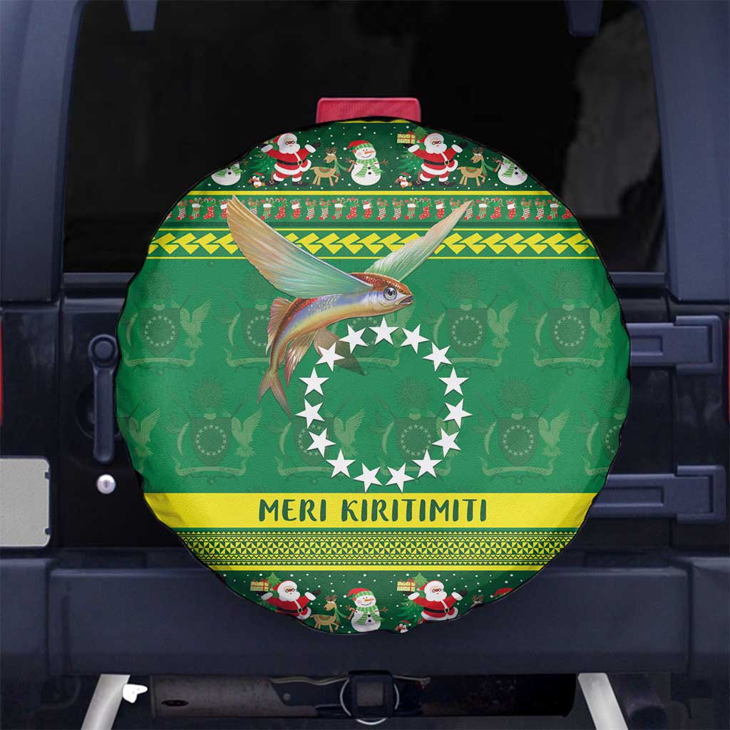 Meri Kiritimiti Cook Islands Christmas Spare Tire Cover Maroro Flying Fish and White Stars LT9 - Polynesian Pride