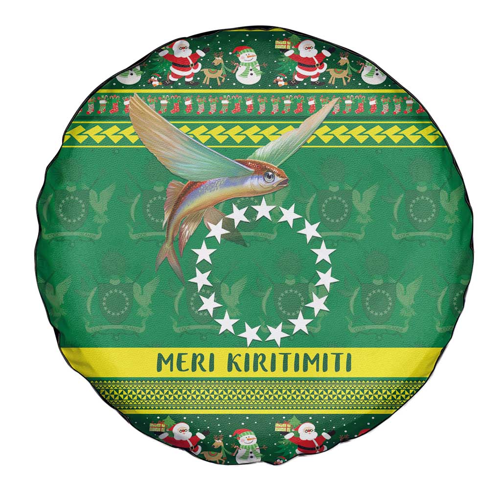Meri Kiritimiti Cook Islands Christmas Spare Tire Cover Maroro Flying Fish and White Stars LT9 - Polynesian Pride