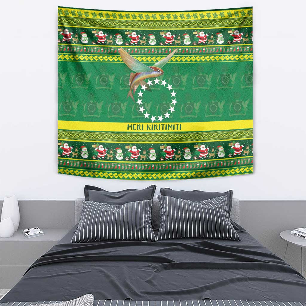 Meri Kiritimiti Cook Islands Christmas Tapestry Maroro Flying Fish and White Stars