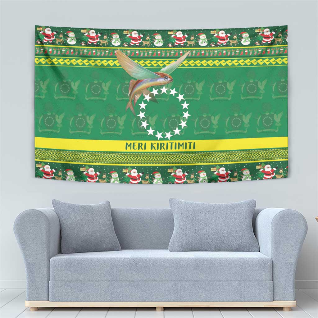 Meri Kiritimiti Cook Islands Christmas Tapestry Maroro Flying Fish and White Stars