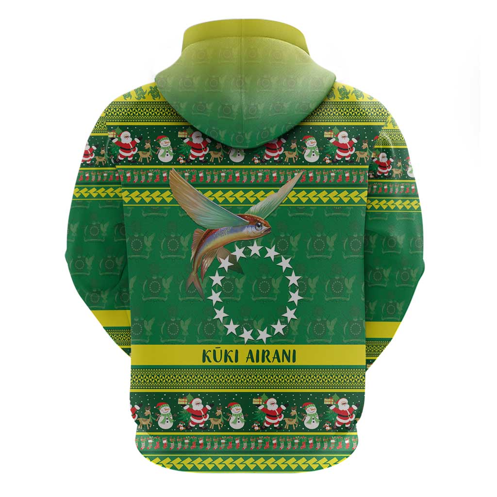 Meri Kiritimiti Cook Islands Christmas Zip Hoodie Maroro Flying Fish and White Stars LT9 - Polynesian Pride
