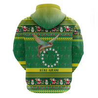 Meri Kiritimiti Cook Islands Christmas Zip Hoodie Maroro Flying Fish and White Stars LT9 - Polynesian Pride