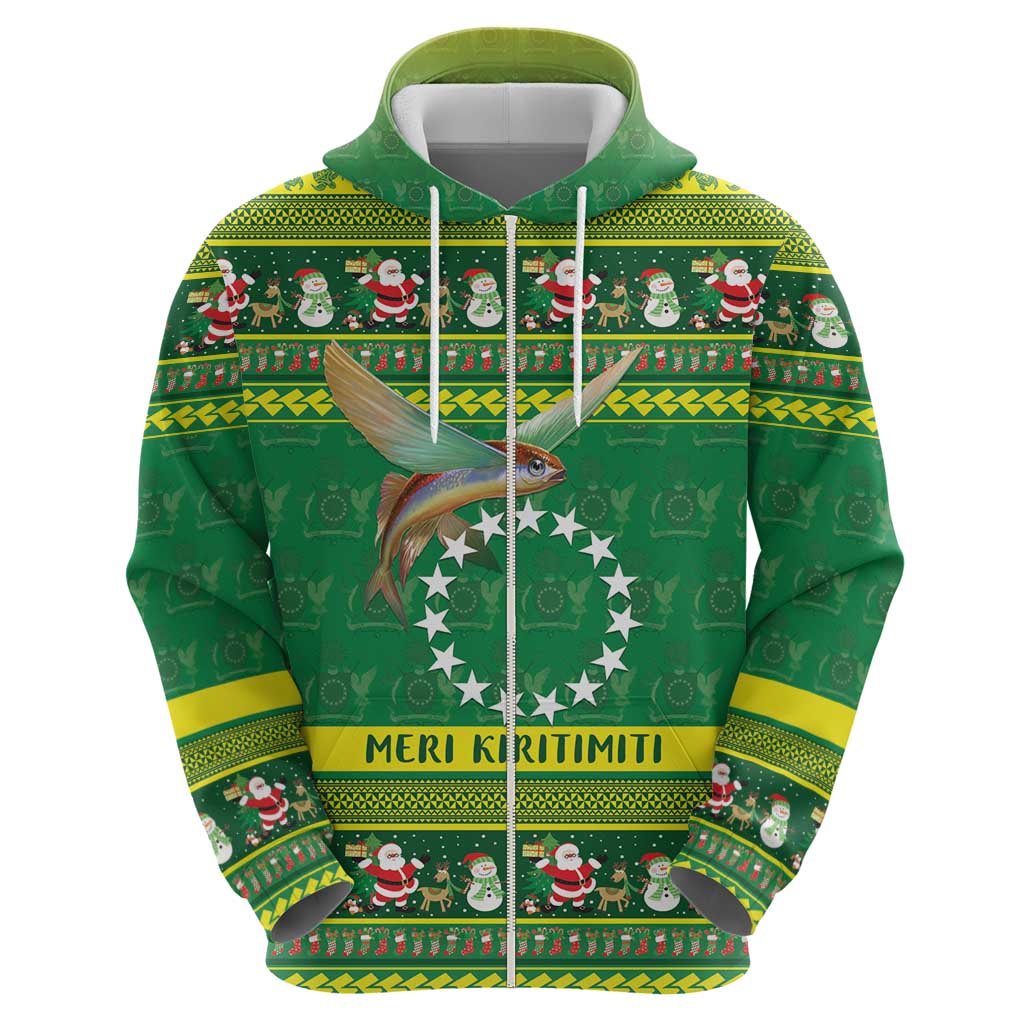 Meri Kiritimiti Cook Islands Christmas Zip Hoodie Maroro Flying Fish and White Stars LT9 - Polynesian Pride