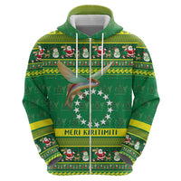 Meri Kiritimiti Cook Islands Christmas Zip Hoodie Maroro Flying Fish and White Stars LT9 - Polynesian Pride