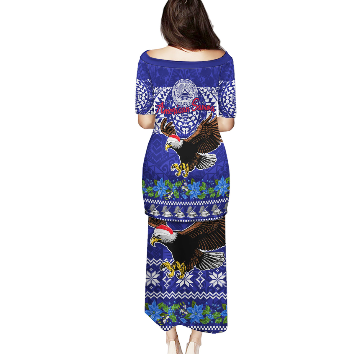 American Samoa Christmas Family Matching Puletasi Dress and Hawaiian Shirt Manuia le Kerisimasi Polynesian Tribal LT9 - Polynesian Pride