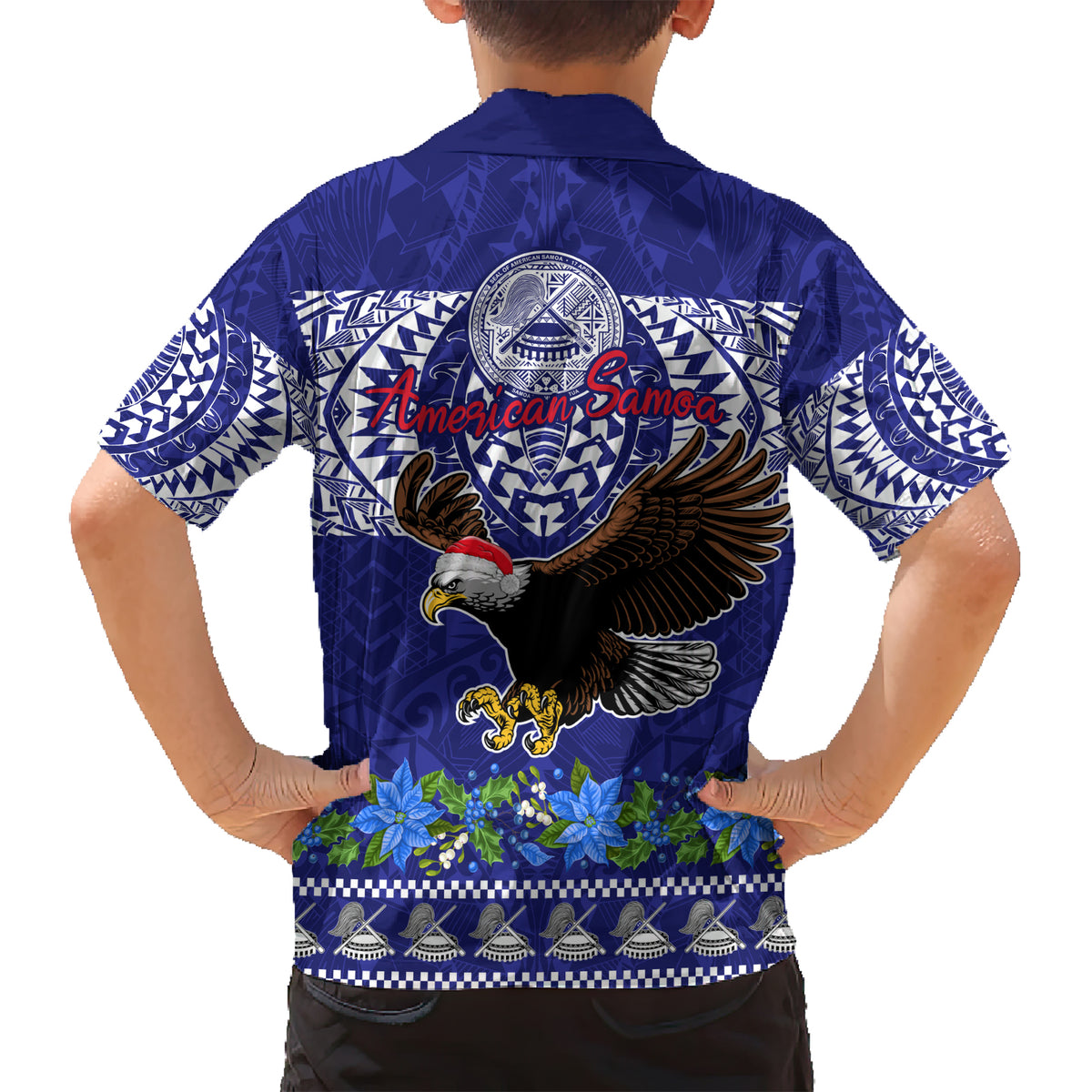 American Samoa Christmas Family Matching Short Sleeve Bodycon Dress and Hawaiian Shirt Manuia le Kerisimasi Polynesian Tribal LT9 - Polynesian Pride