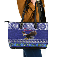 American Samoa Christmas Leather Tote Bag Manuia le Kerisimasi Polynesian Tribal LT9 - Polynesian Pride