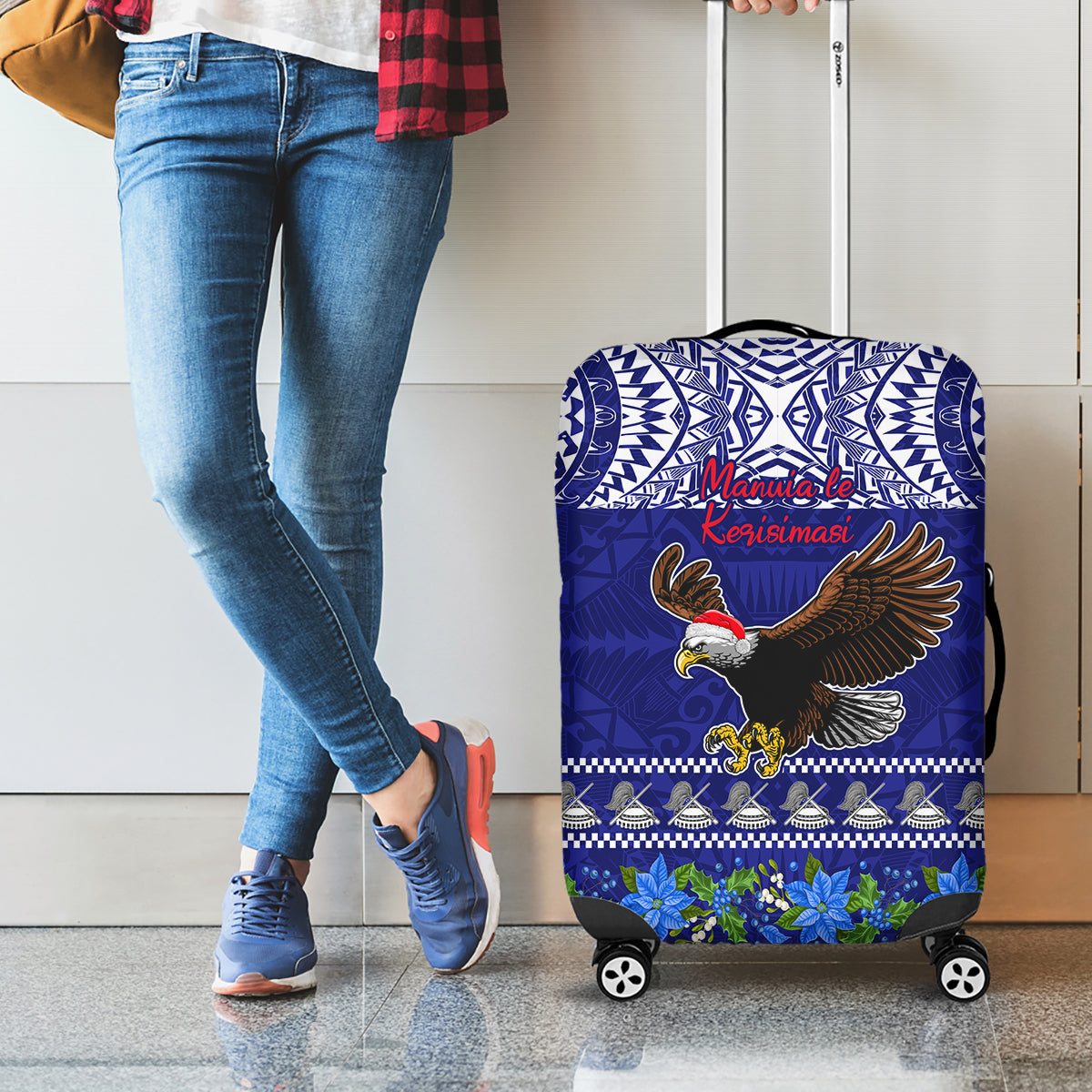 American Samoa Christmas Luggage Cover Manuia le Kerisimasi Polynesian Tribal LT9 - Polynesian Pride