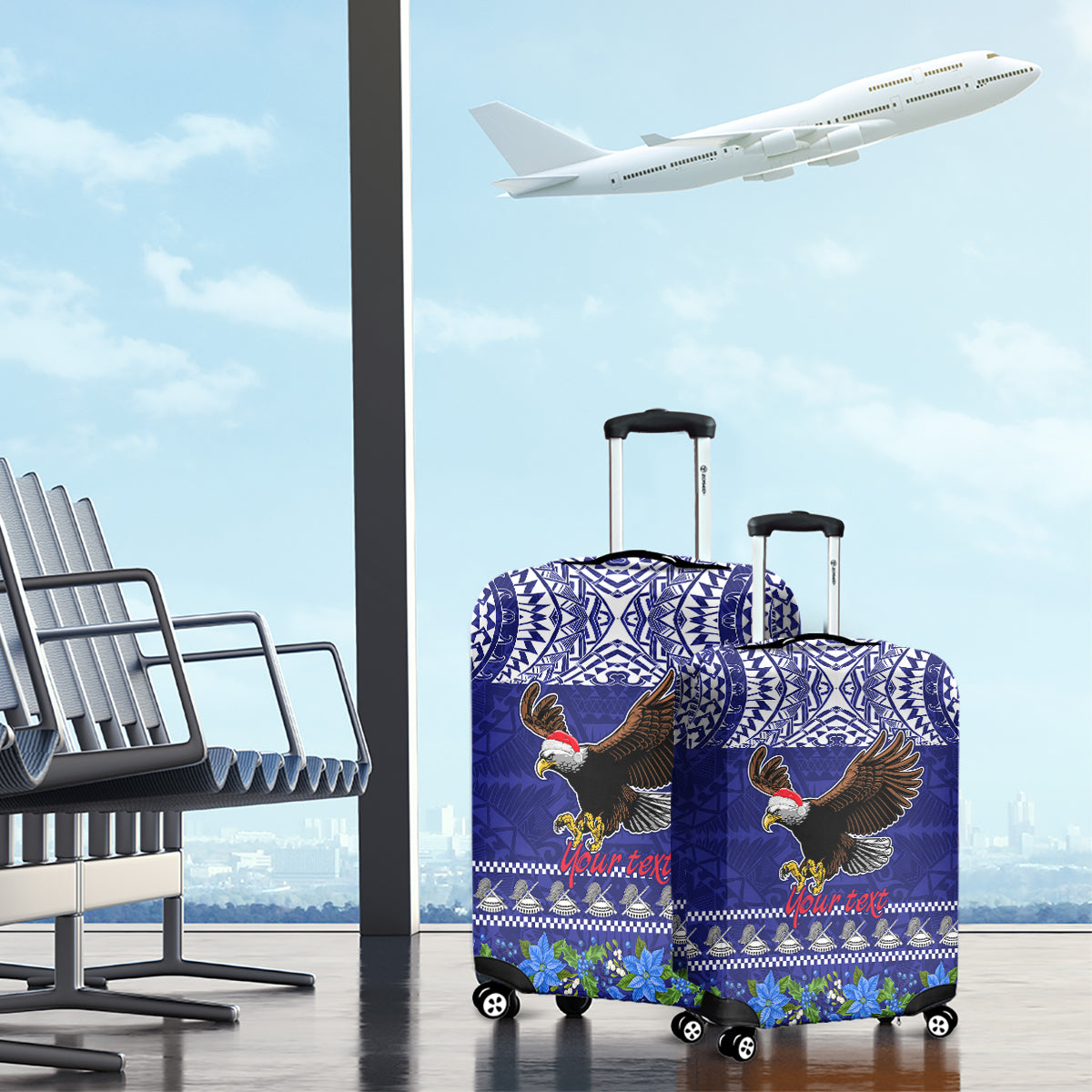 Personalised American Samoa Christmas Luggage Cover Manuia le Kerisimasi Polynesian Tribal LT9 - Polynesian Pride