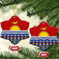 Personalised Kiribati Christmas Ceramic Ornament Tekeraoi n Te Tiritimati Polynesian Tribal LT9 Snow Flake Red - Polynesian Pride