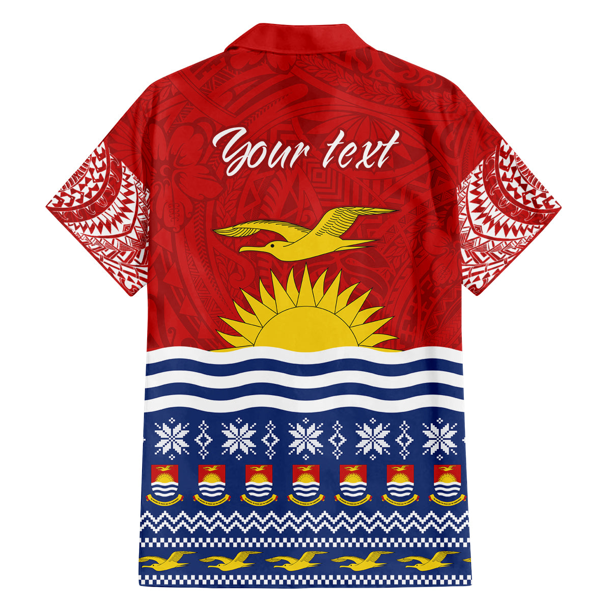 Personalised Kiribati Christmas Family Matching Off Shoulder Short Dress and Hawaiian Shirt Tekeraoi n Te Tiritimati Polynesian Tribal LT9 - Polynesian Pride