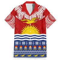 Personalised Kiribati Christmas Family Matching Tank Maxi Dress and Hawaiian Shirt Tekeraoi n Te Tiritimati Polynesian Tribal LT9 Dad's Shirt - Short Sleeve Red - Polynesian Pride