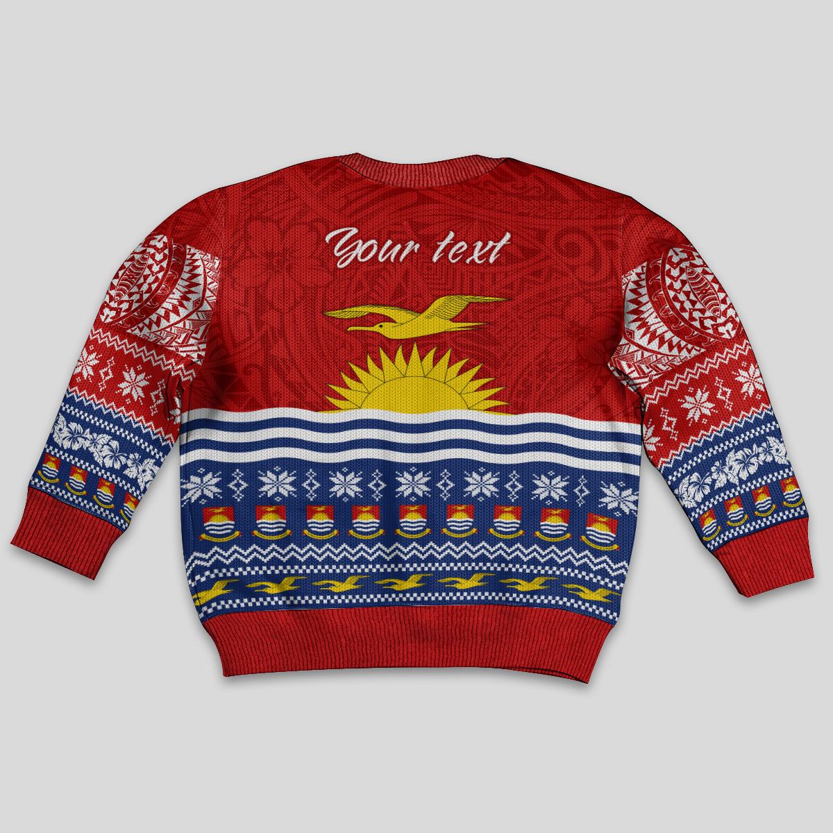 Personalised Kiribati Christmas Kid Ugly Christmas Sweater Tekeraoi n Te Tiritimati Polynesian Tribal LT9 - Polynesian Pride