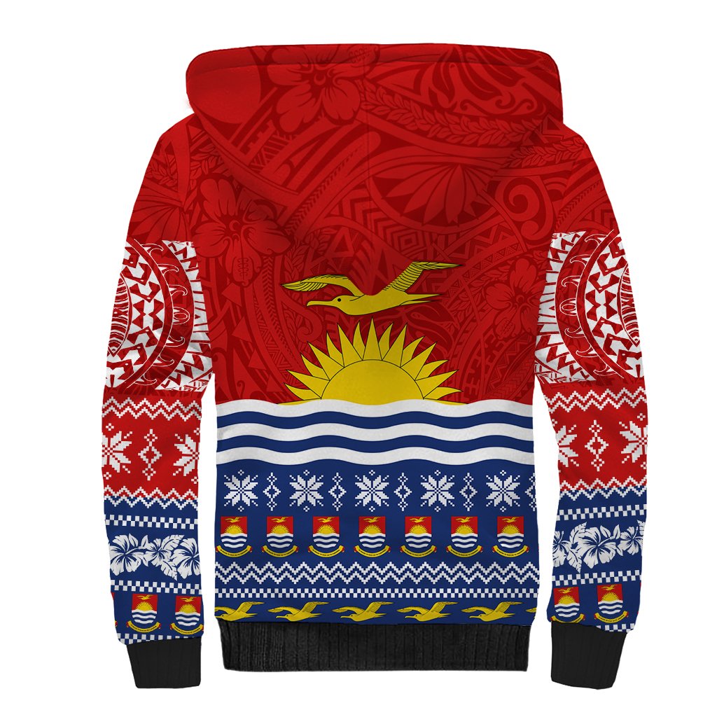 Personalised Kiribati Christmas Sherpa Hoodie Tekeraoi n Te Tiritimati Polynesian Tribal LT9 - Polynesian Pride