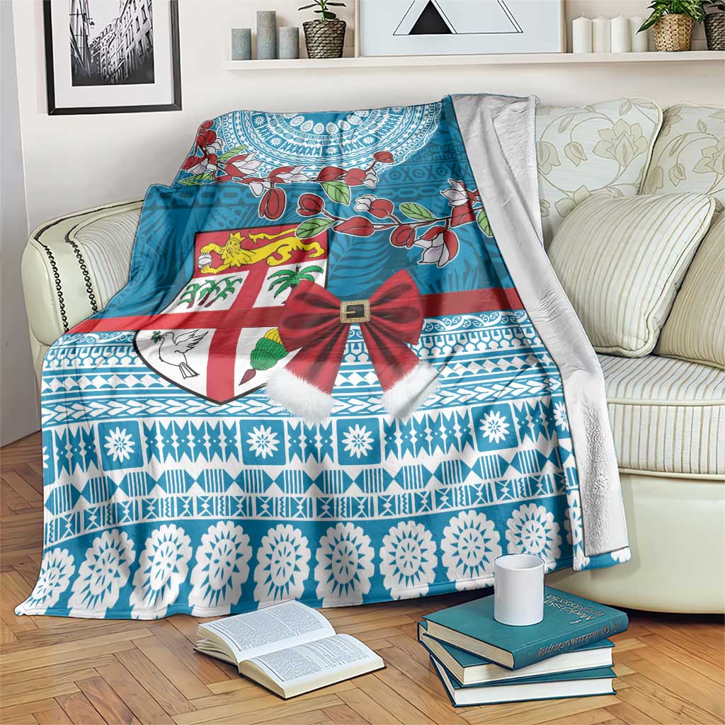 Fijian Tagimoucia Flowers Blanket Christmas Coquette bow LT9 Blue - Polynesian Pride
