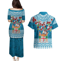 Fijian Tagimoucia Flowers Couples Matching Puletasi and Hawaiian Shirt Christmas Coquette bow LT9 - Polynesian Pride