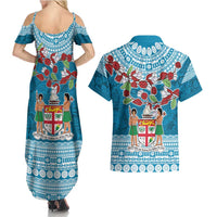 Fijian Tagimoucia Flowers Couples Matching Summer Maxi Dress and Hawaiian Shirt Christmas Coquette bow LT9 - Polynesian Pride